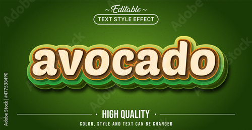 Editable text style effect - Avocado text style theme. photo