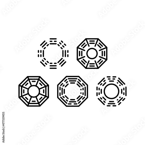 Iching set icon isolated on white background