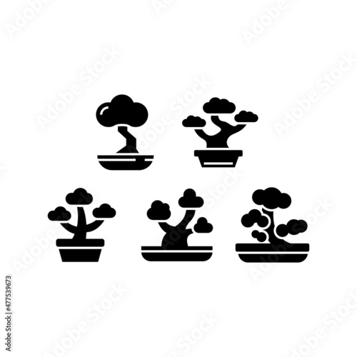 Bonsai set icon isolated on white background