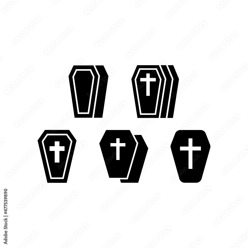 Coffin set icon isolated on white background Coffin set icon isolated on white background