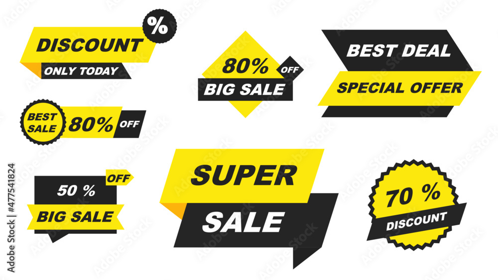 Sale tags collection. Special offer sale banner set. best offer price and big sale pricing tag badge design