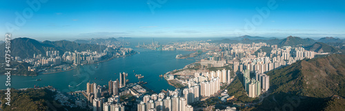 Aerial panorama view of Hong Kong City 