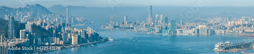 Fotografie, Obraz Aerial panorama view of Hong Kong City