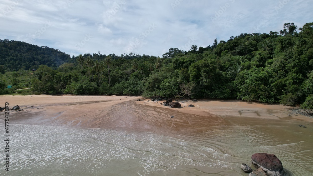 Fototapeta premium The Telok Teluk Melano Coastline and Serabang Beach at the most southern tip of the Tanjung Datu part of Sarawak and Borneo Island