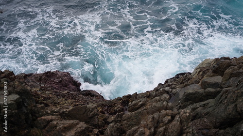 Waves crashing on the rocks