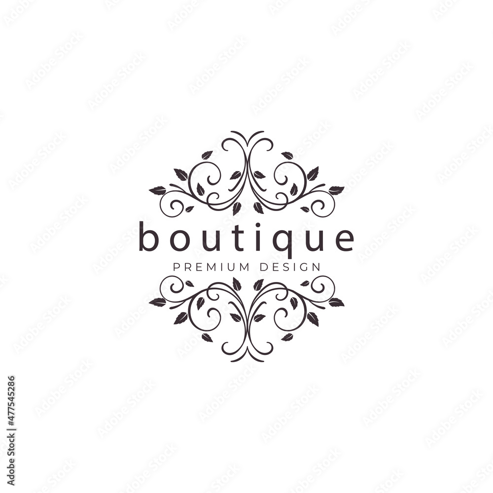 boutique beauty salon with nature logo design vector icon illustration