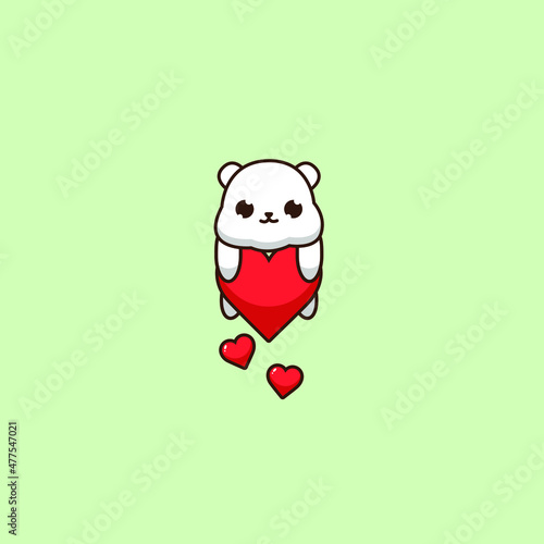 polar bear on a love balloon