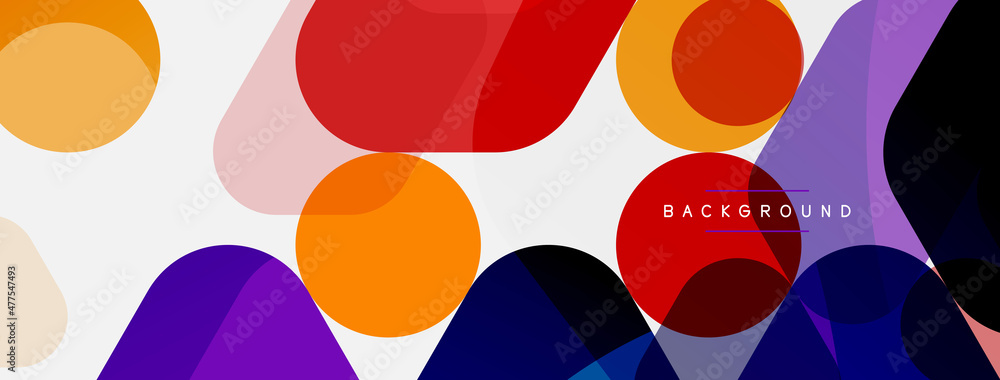 Color bubbles and rounded geometric shapes on white. Vector geometric minimal abstract background for wallpaper, banner, background, landing page Color bubbles and rounded geometric shapes on white. Vector geometric minimal abstract background for wallpaper, banner, background, landing page