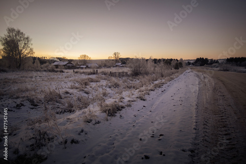 sunset in the snow