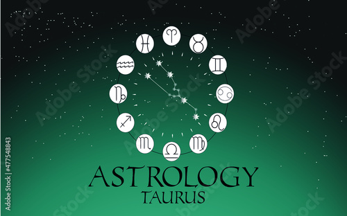 Astrologia Mandala do zodiaco com signo de Touro Estrelas Céu
