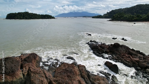 The Telok Teluk Melano Coastline and Serabang Beach at the most southern tip of the Tanjung Datu part of Sarawak and Borneo Island