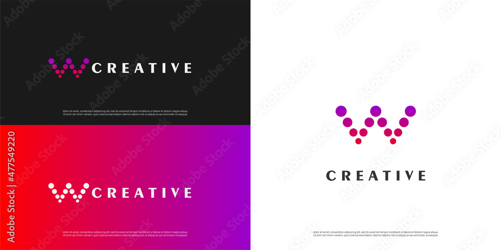 Fototapeta premium letter W logo dot design, Minimalist W initial based vector icon