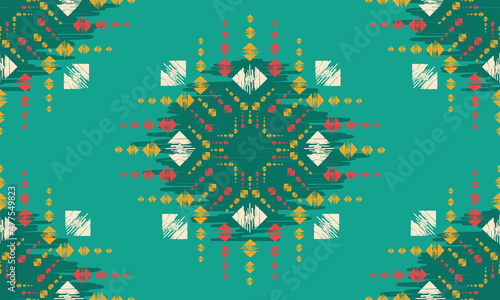 Ethnic oriental seamless pattern traditional Design for background,carpet,wallpaper,clothing,wrapping,Batik,fabric,Vector illustration.embroidery style.
