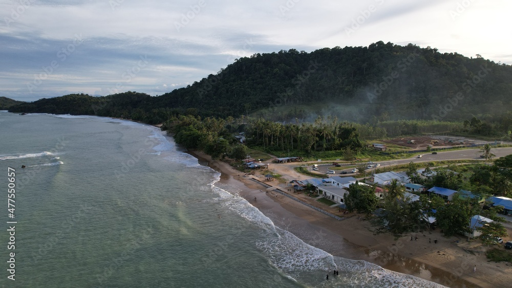 The Telok Teluk Melano Coastline and Serabang Beach at the most southern tip of the Tanjung Datu part of Sarawak and Borneo Island The Telok Teluk Melano Coastline and Serabang Beach at the most southern tip of the Tanjung Datu part of Sarawak and Borneo Island