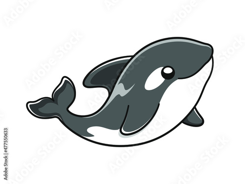 Cute Orca whale vector illustration. Killer whale cartoon clipart.