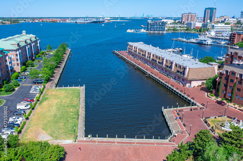 Aerial view of Freemason Harbor looking towards the Elizabeth River in Norfolk photo