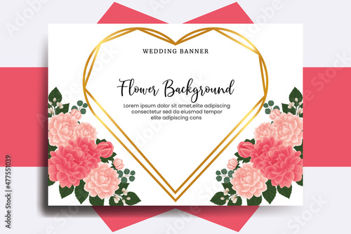Wallpaper Mural Wedding banner flower background, Digital watercolor hand drawn Dahlia Flower design Template Torontodigital.ca