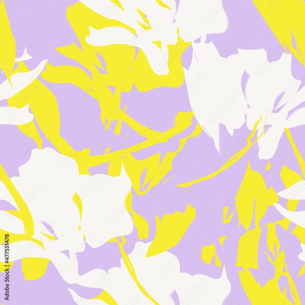 Obraz premium Floral Brush strokes Seamless Pattern Background