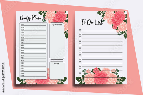 Planner To Do List Dahlia Flower Design Template