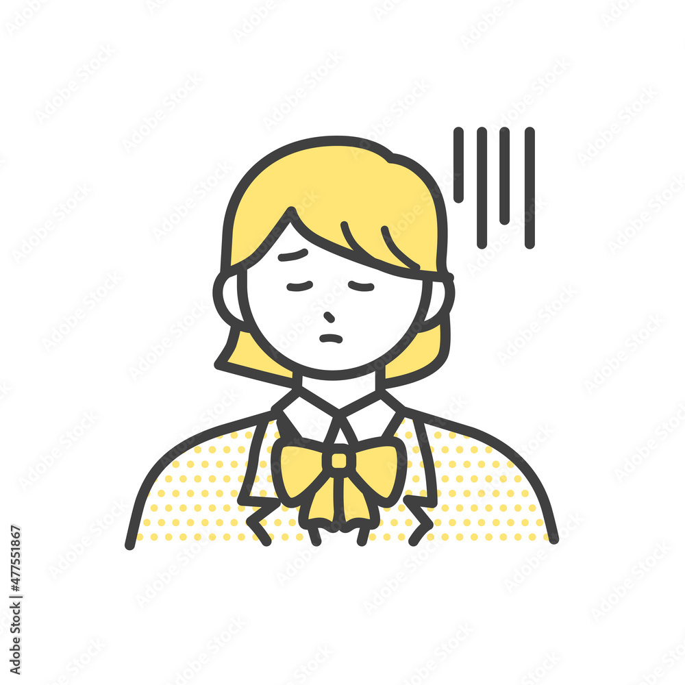 どんよりしている制服を着た女の子のイラスト素材