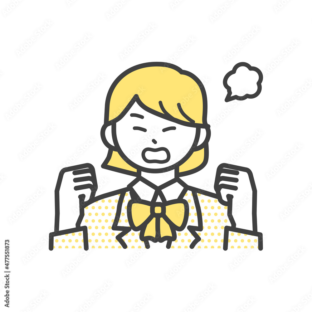 怒っている制服を着た女の子のイラスト素材 怒っている制服を着た女の子のイラスト素材