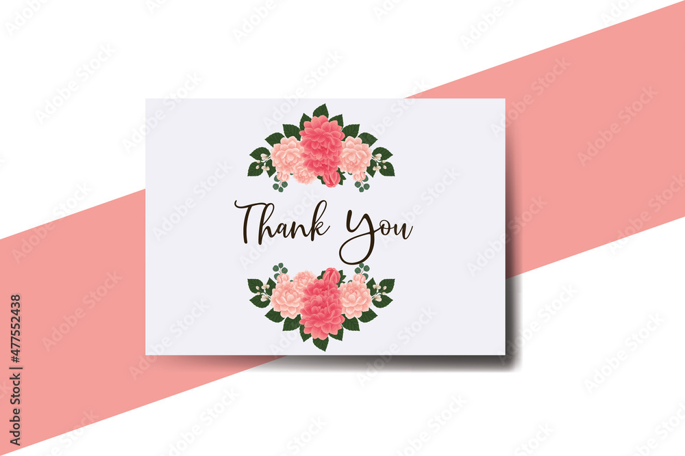 Thank you card Greeting Card Dahlia flower Design Template