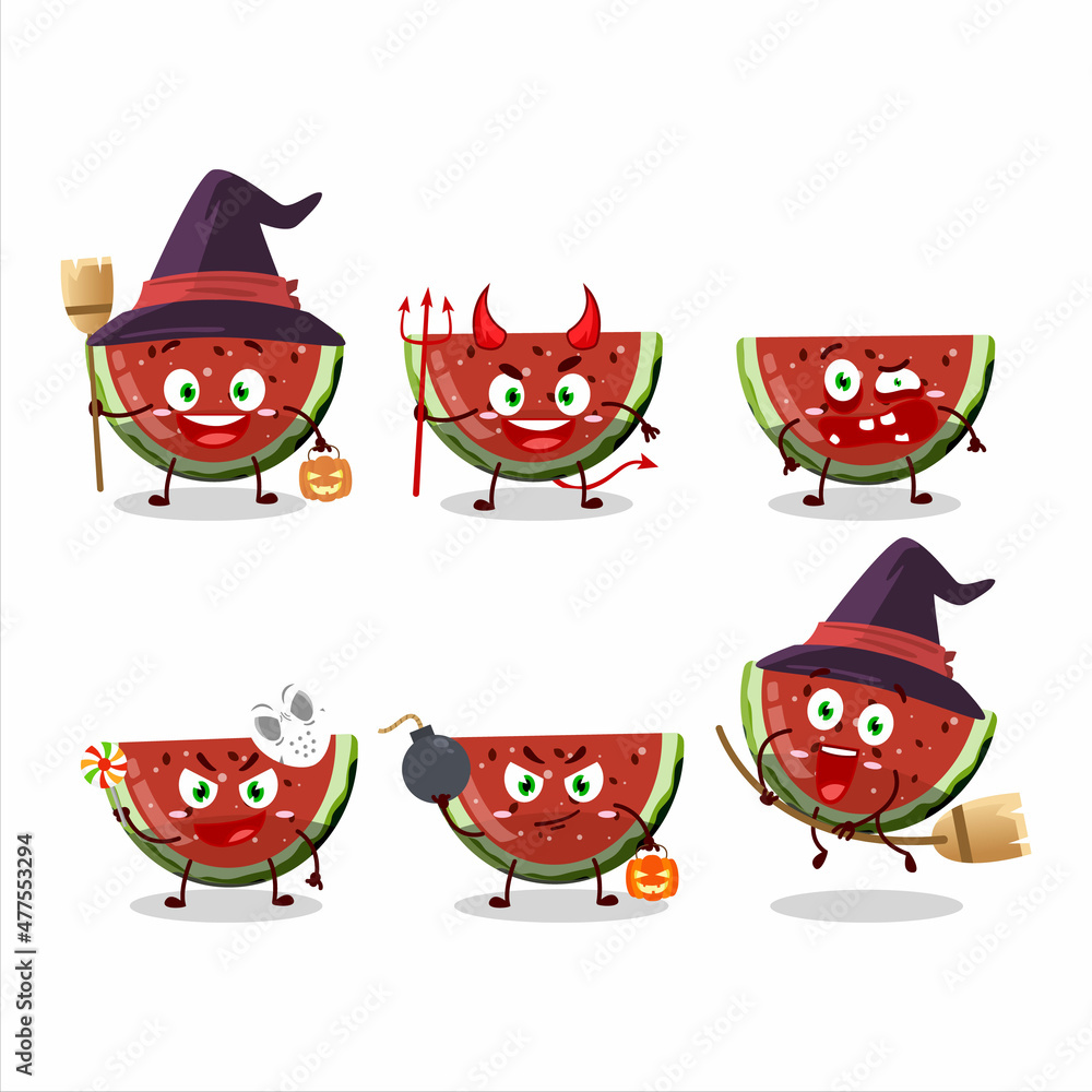 Halloween expression emoticons with cartoon character of watermelon gummy candy Halloween expression emoticons with cartoon character of watermelon gummy candy
