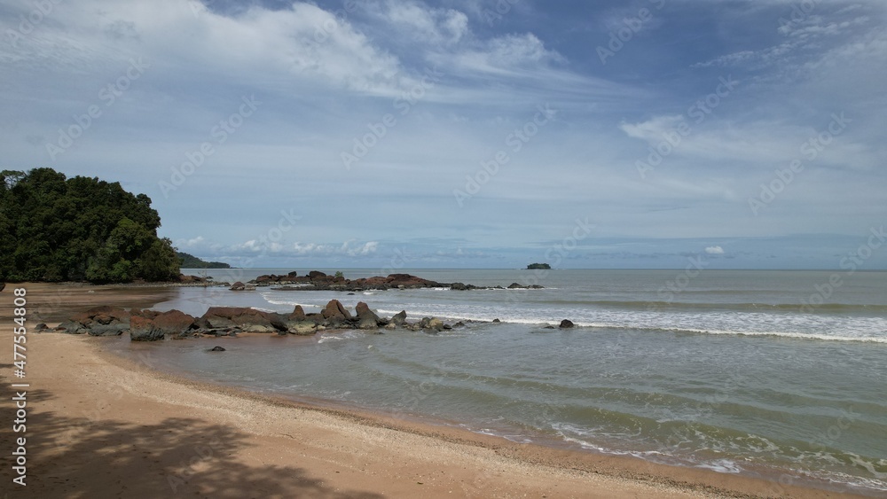 The Telok Teluk Melano Coastline and Serabang Beach at the most southern tip of the Tanjung Datu part of Sarawak and Borneo Island