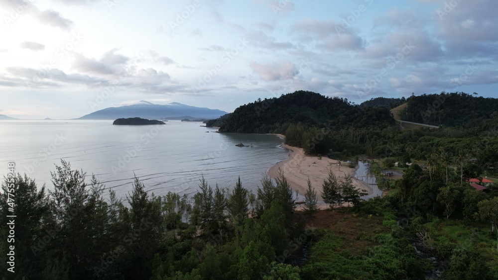 The Telok Teluk Melano Coastline and Serabang Beach at the most southern tip of the Tanjung Datu part of Sarawak and Borneo Island The Telok Teluk Melano Coastline and Serabang Beach at the most southern tip of the Tanjung Datu part of Sarawak and Borneo Island