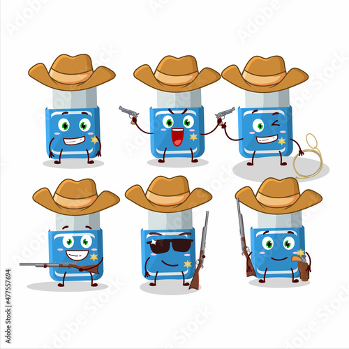 Cool cowboy blue eraser cartoon character with a cute hat