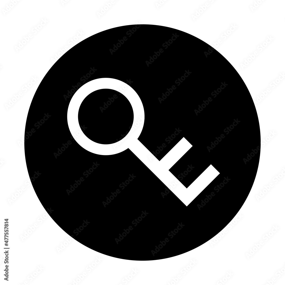 Key icon with black circle. Vector. Key icon with black circle. Vector.