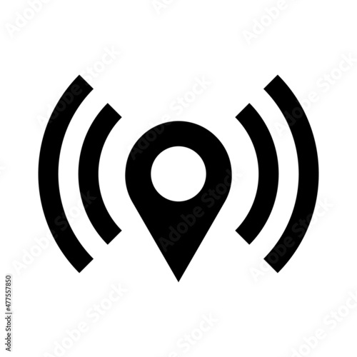 Map pins and radio silhouettes. Vectors.