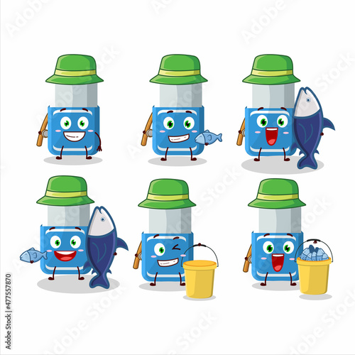 A fisherman blue eraser cartoon picture catch a big fish