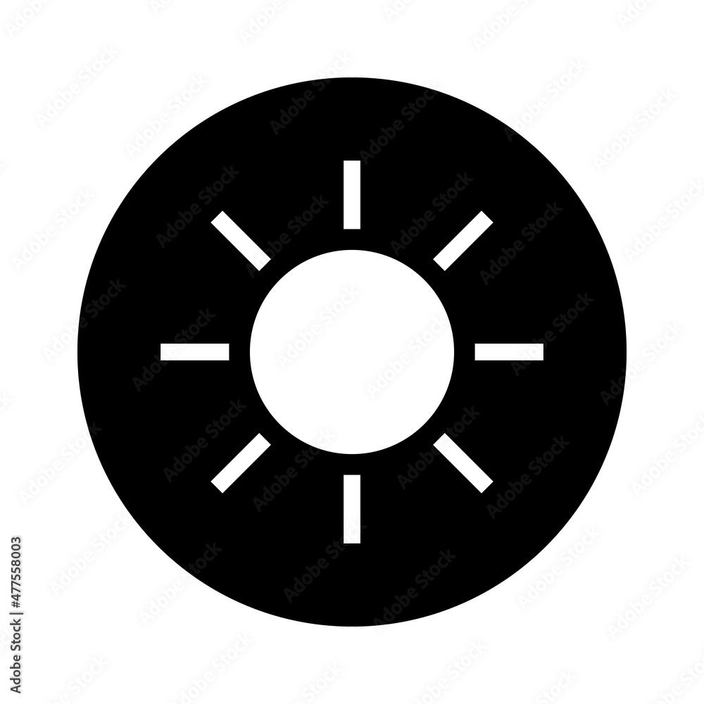Brightness control button. Silhouette icon of the sun. Vector. Brightness control button. Silhouette icon of the sun. Vector.