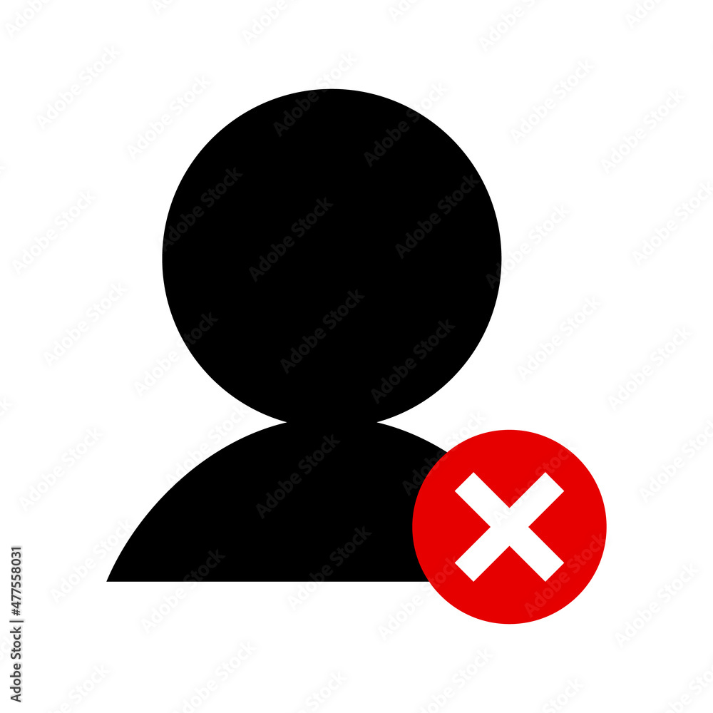 User silhouette icon and banned symbol icon. Vectors. User silhouette icon and banned symbol icon. Vectors.
