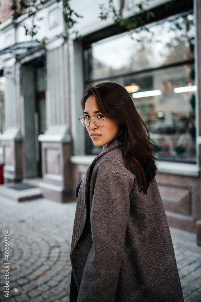 Fototapeta premium a girl with a sensual look looks into the camera