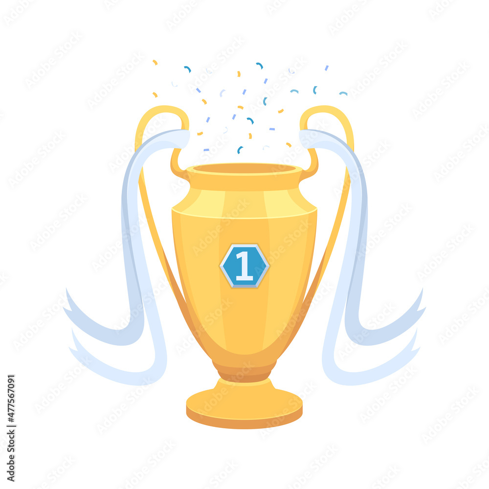 Victory trophy with the number one and the ribbon sticking out Victory trophy with the number one and the ribbon sticking out