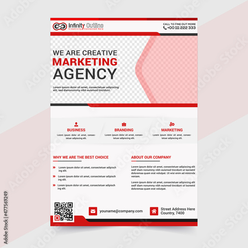 Business flyer template , Abstract bussiness flyer with photo template Free Vector photo