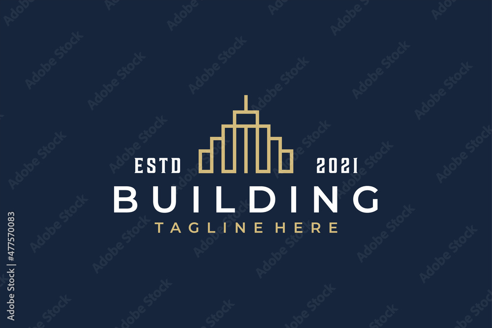 Minimalist building logo design for brand