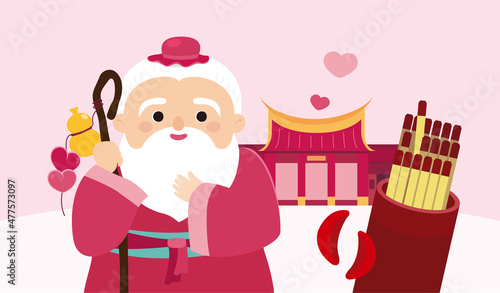 Yue Lao, the Old Man under the Moon illustration