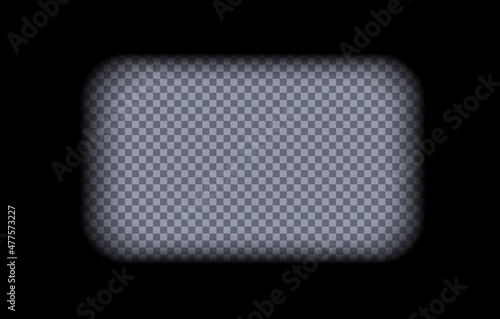 Old black cinematic frame on a transparent background. Vintage video or photo tape. 3d realistic screen in retro style. Antique slide filmstrip template. Vector card illustration
