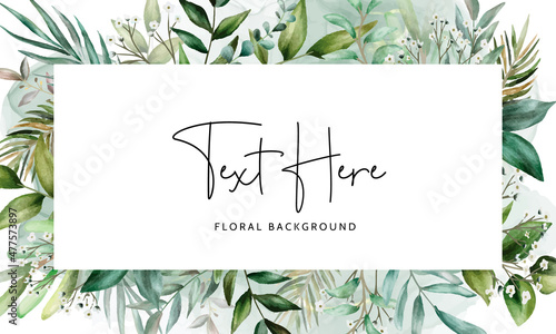 elegant floral background with hand drawing leaves watercolor 
