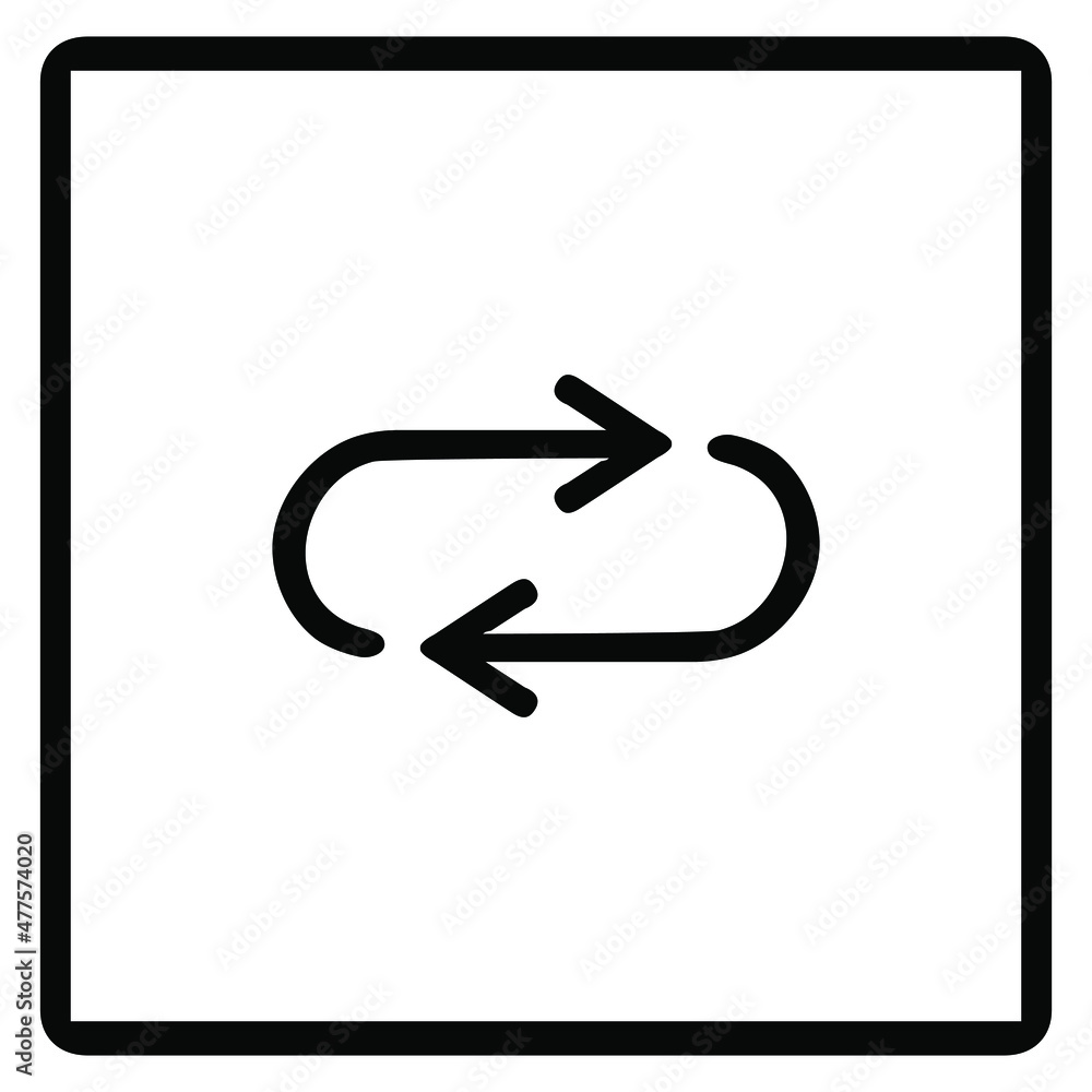 Repeat Icon. Repeat icons graphic design vector sign symbols for your project. Flat design style. Vector illustration in square isolated on white background Repeat Icon. Repeat icons graphic design vector sign symbols for your project. Flat design style. Vector illustration in square isolated on white background