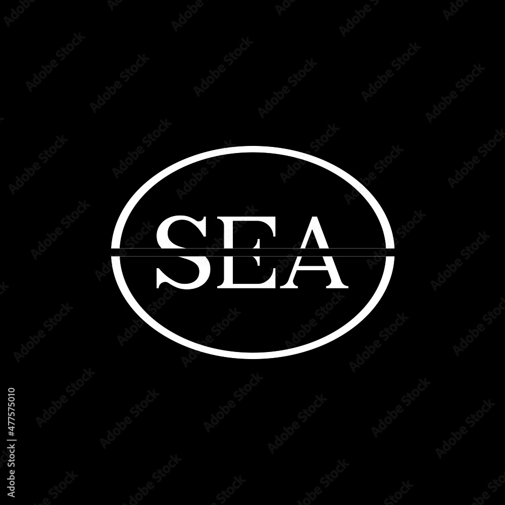 SEA letter logo design with black background in illustrator, vector logo modern alphabet font overlap style. calligraphy designs for logo, Poster, Invitation, etc.	