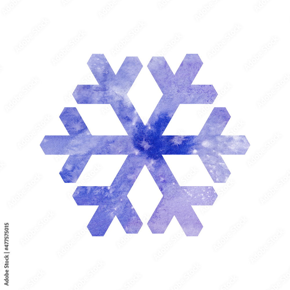 Hermetic simple illustration. Lilac snowflake on a white background. Hermetic simple illustration. Lilac snowflake on a white background.