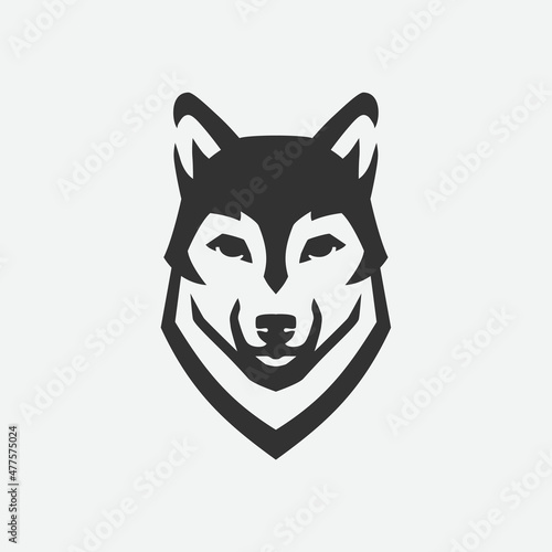 Wolf head black logo illustration template for label, badge, sign or advertising. Wolves vector image.