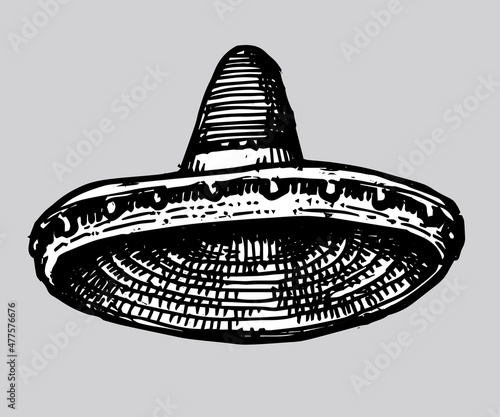 Mexican Hat Ink Doodle, Cut Out Illustration