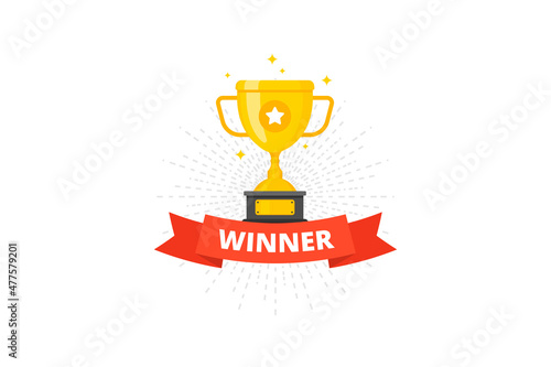 Best champions cup trophy vector design. Champion cup winner trophy award with ribbon design