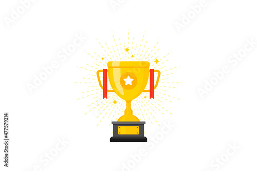 Best champions cup trophy vector design. Champion cup winner trophy award with ribbon design