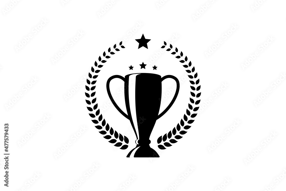 Best champions cup trophy vector design. Champion cup winner trophy award with laurel wreath Best champions cup trophy vector design. Champion cup winner trophy award with laurel wreath